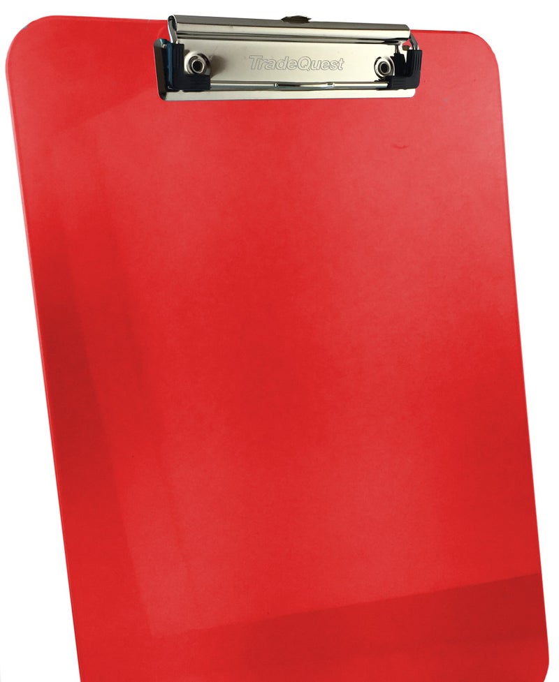 Trade Quest Plastic Clipboard Transparent Color Letter Size Low Profile Clip (Pack of 6) (Red) - Image 2